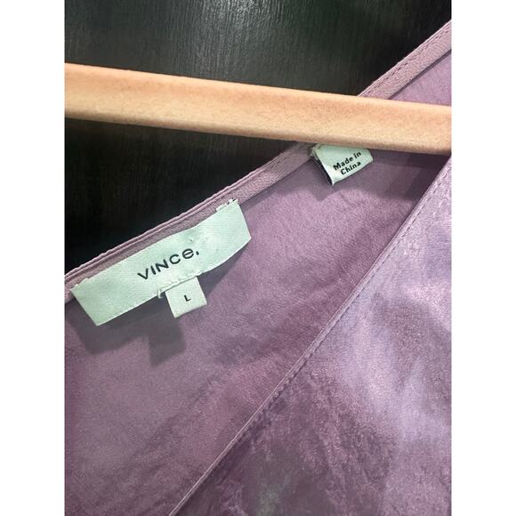 Vince V-neck Maxi Satin Slip Dress in Petal Nectar Pink Purple Large - Picture 7 of 10